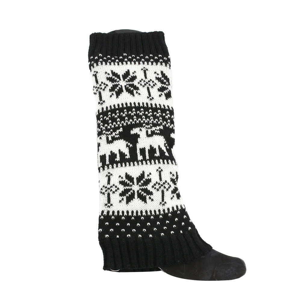 Knit Thicken Boot Socks Thermal Wool Knitted Deer Pattern Female Leg Warmer